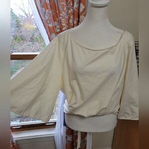 Cream Wrap Waist Women's Top